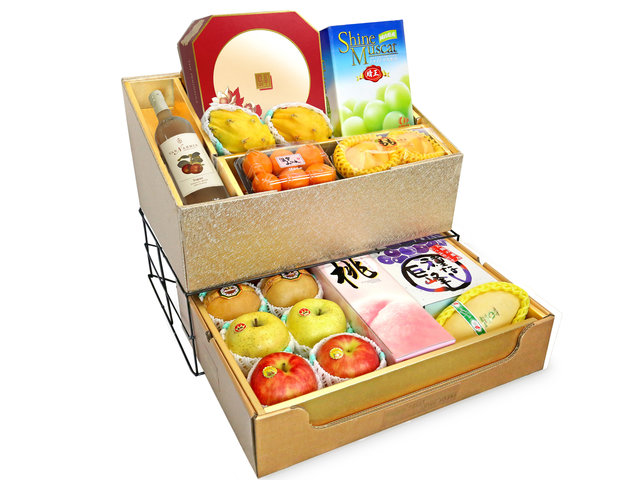 Fruit Basket - Mid Autumn Double Deck Peninsula Moon Cake Fruits Gift Tower D14 - 0DP0719G3 Photo