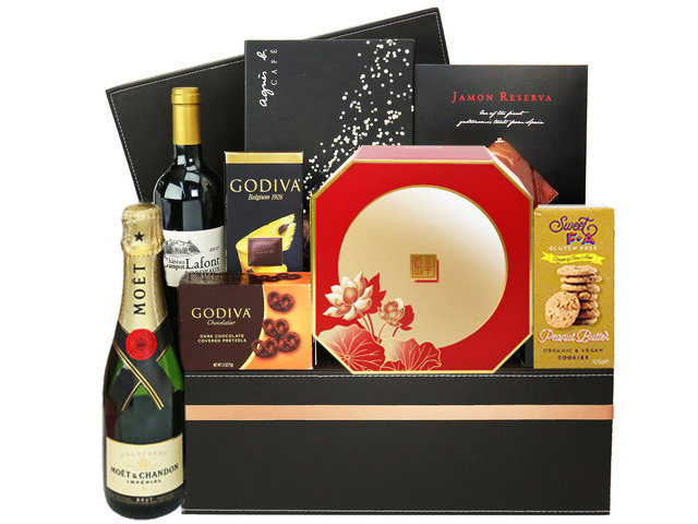 Mid-Autumn Gift Hamper - Mid Autumn Peninsula Moon Cake With Deluxe Fine Wine Fruit Hamper FH110 - M30720A3 Photo