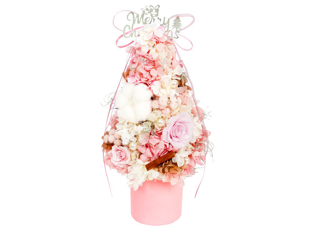 Preserved Forever Flower - Pink Preserved Flower Christmas Tree M19  - XL1118A1 Photo